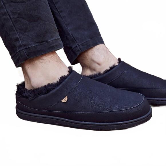 NEW LAMO men\'s julian clog ii slipper in waxed black main image 9